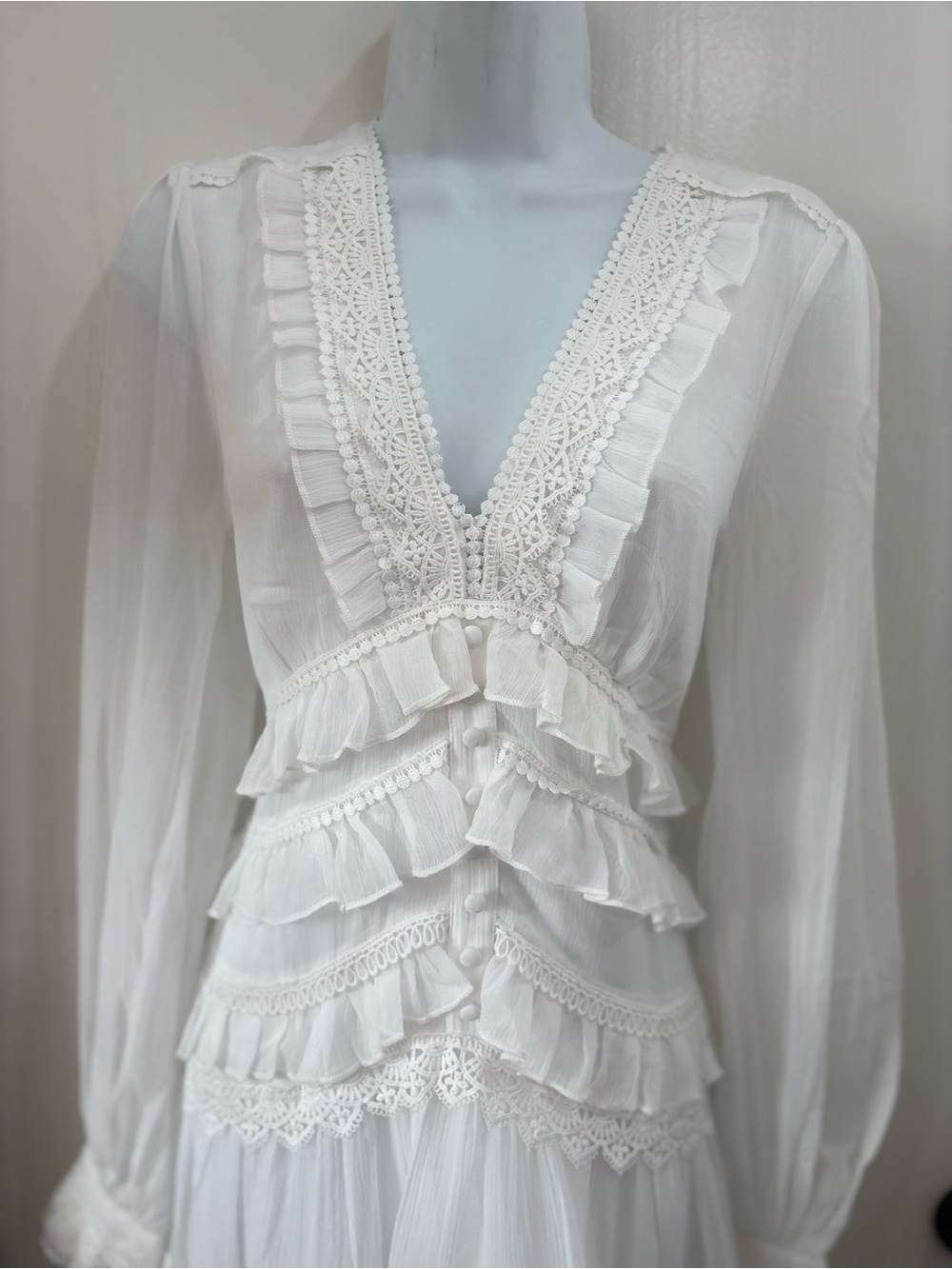 All Saints Lace western Bohemian Wedding mini Dress - Picture 7 of 9